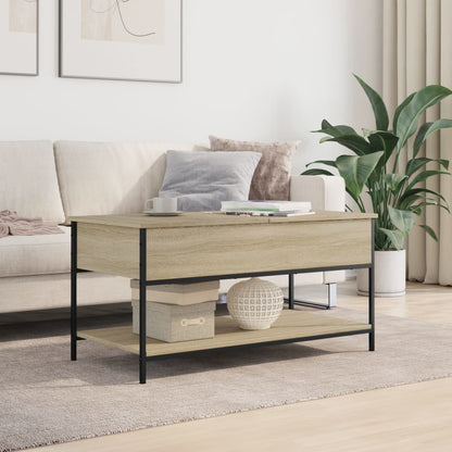 Coffee Table Sonoma Oak 100x50x50 cm Engineered Wood and Metal