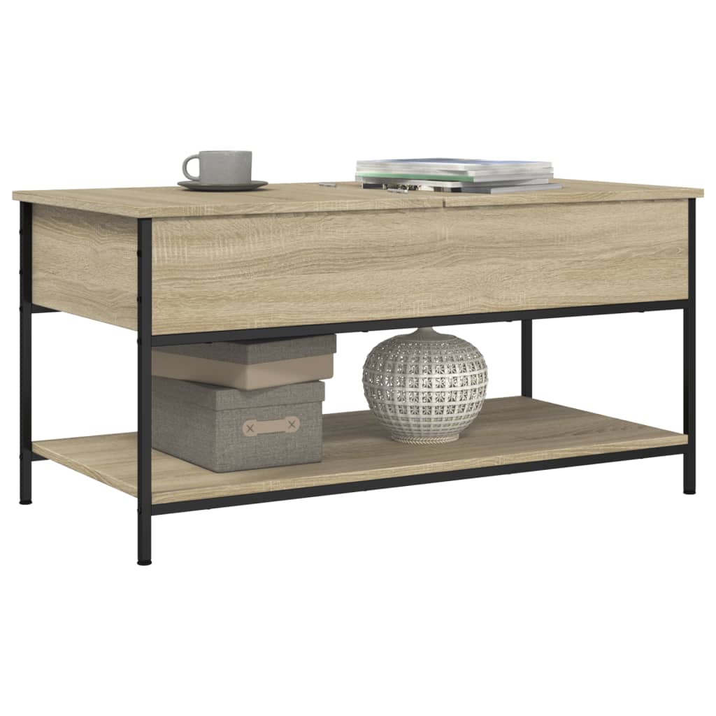 Coffee Table Sonoma Oak 100x50x50 cm Engineered Wood and Metal