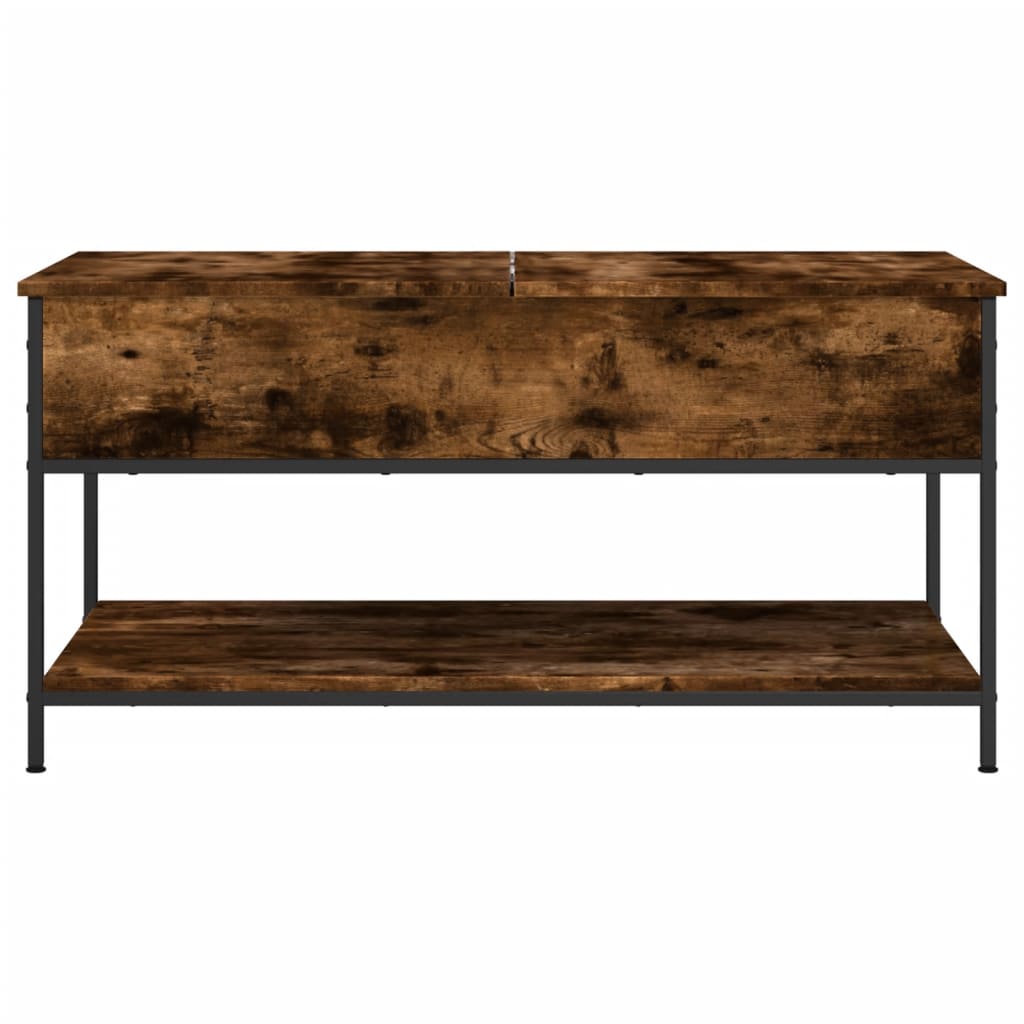 Coffee Table Smoked Oak 100x50x50 cm Engineered Wood and Metal