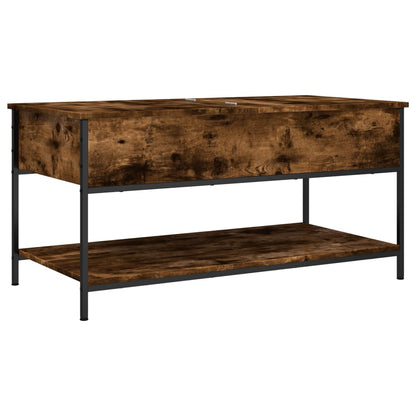 Coffee Table Smoked Oak 100x50x50 cm Engineered Wood and Metal