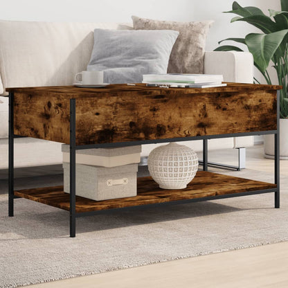 Coffee Table Smoked Oak 100x50x50 cm Engineered Wood and Metal