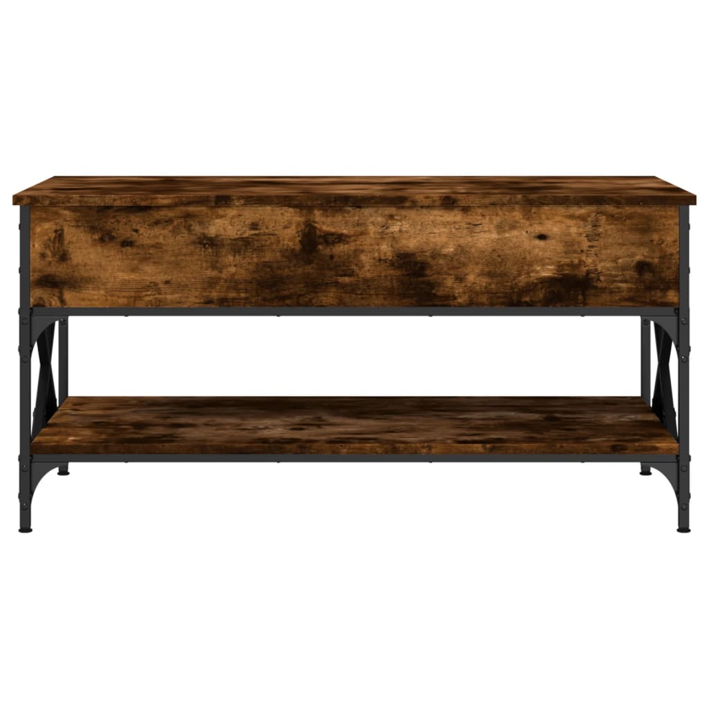 Coffee Table Smoked Oak 100x50x50 cm Engineered Wood and Metal