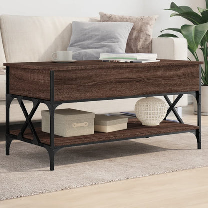 Coffee Table Brown Oak 100x50x50 cm Engineered Wood and Metal