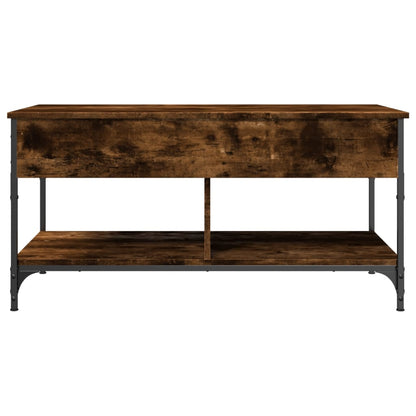 Coffee Table Smoked Oak 100x50x50 cm Engineered Wood and Metal