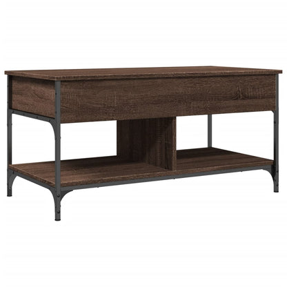 Coffee Table Brown Oak 100x50x50 cm Engineered Wood and Metal