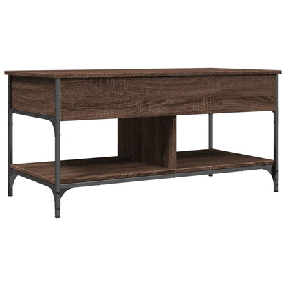 Coffee Table Brown Oak 100x50x50 cm Engineered Wood and Metal