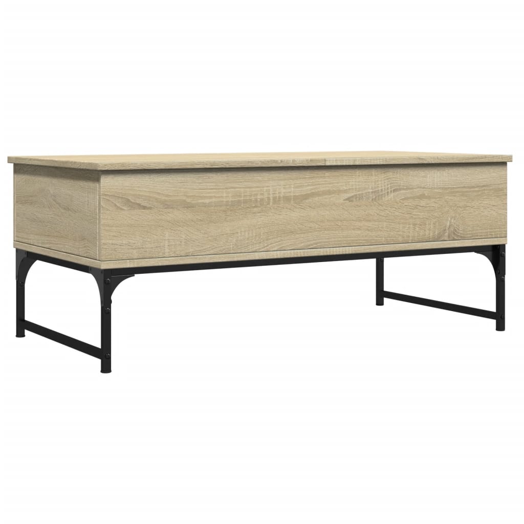 Coffee Table Sonoma Oak 100x50x40 cm Engineered Wood and Metal