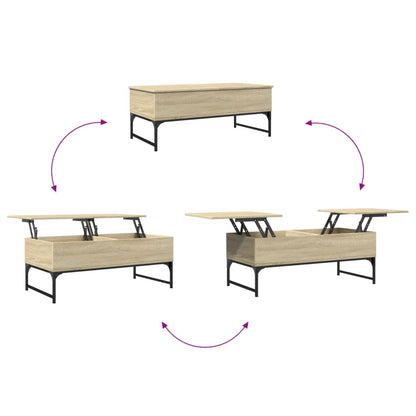 Coffee Table Sonoma Oak 100x50x40 cm Engineered Wood and Metal