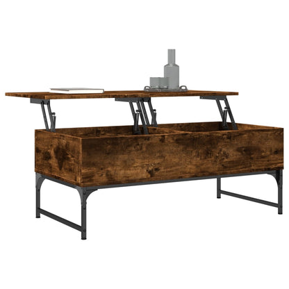 Coffee Table Smoked Oak 100x50x40 cm Engineered Wood and Metal