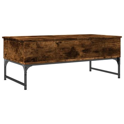 Coffee Table Smoked Oak 100x50x40 cm Engineered Wood and Metal