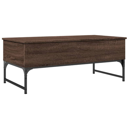 Coffee Table Brown Oak 100x50x40 cm Engineered Wood and Metal