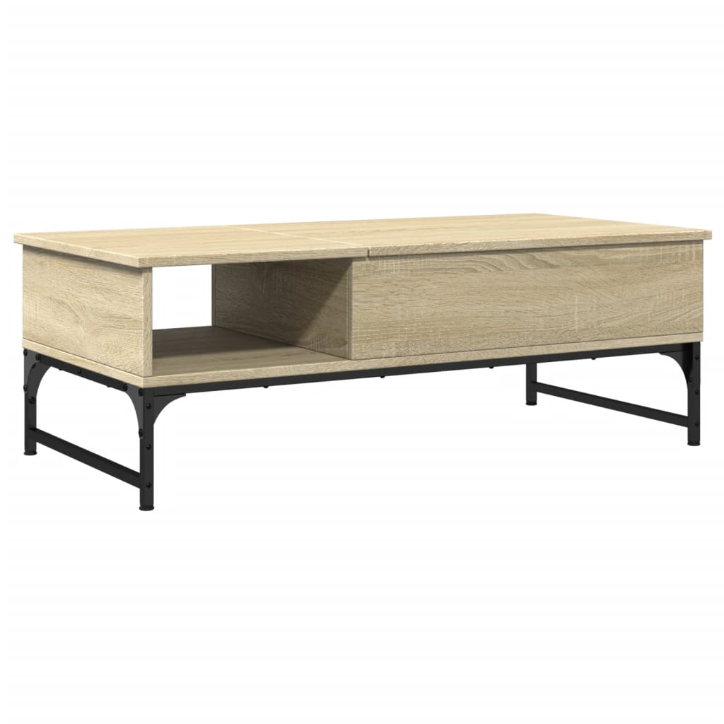 Coffee Table Sonoma Oak 100x50x35 cm Engineered Wood and Metal