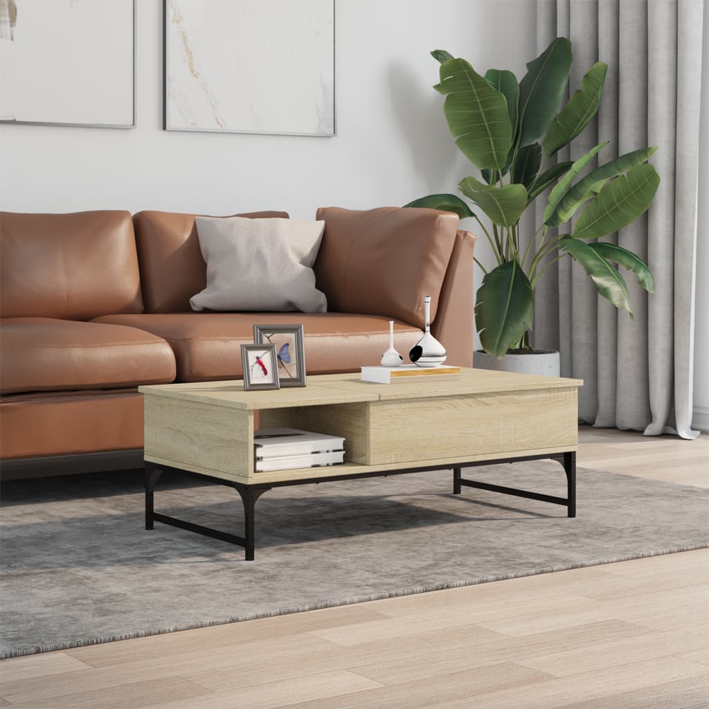 Coffee Table Sonoma Oak 100x50x35 cm Engineered Wood and Metal