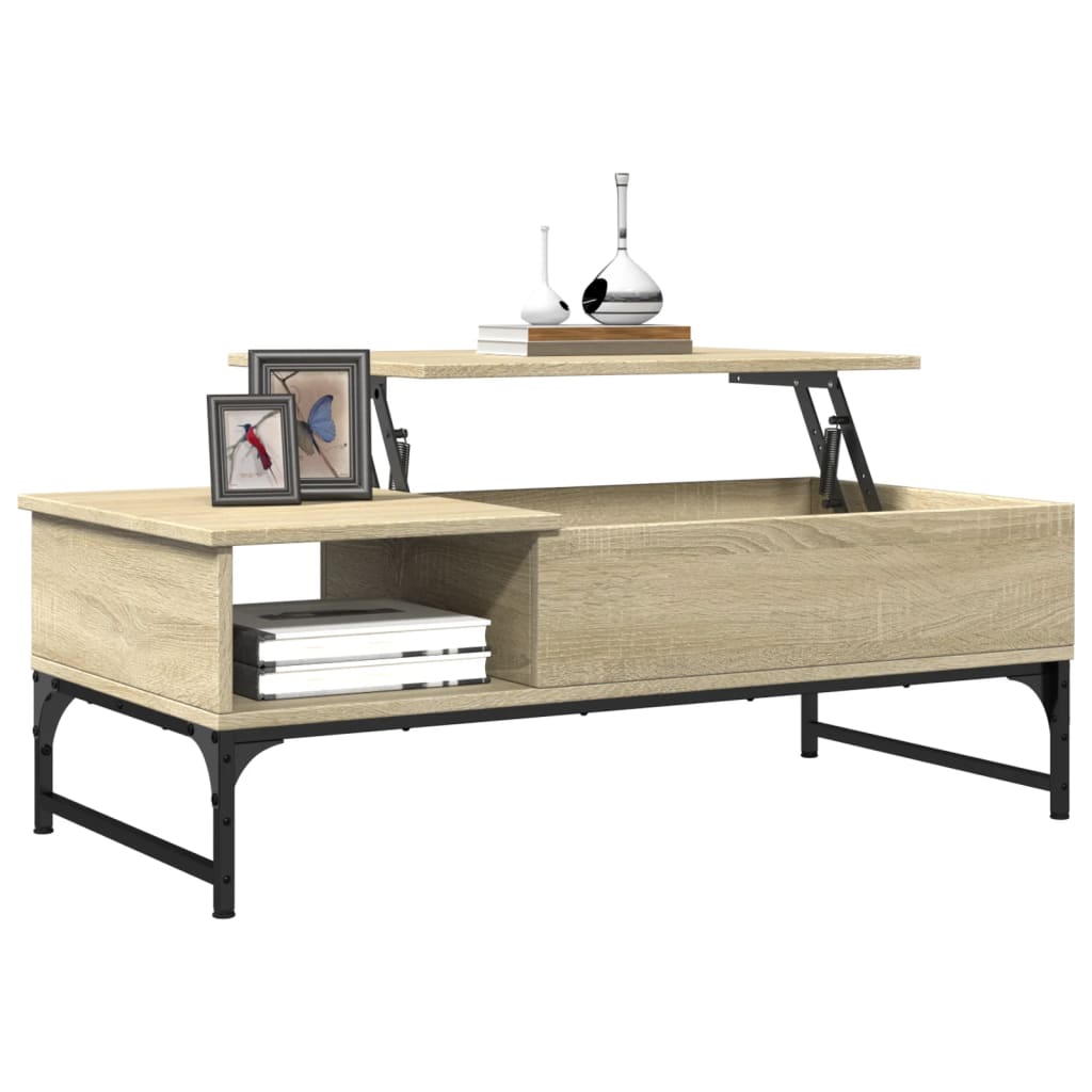 Coffee Table Sonoma Oak 100x50x35 cm Engineered Wood and Metal