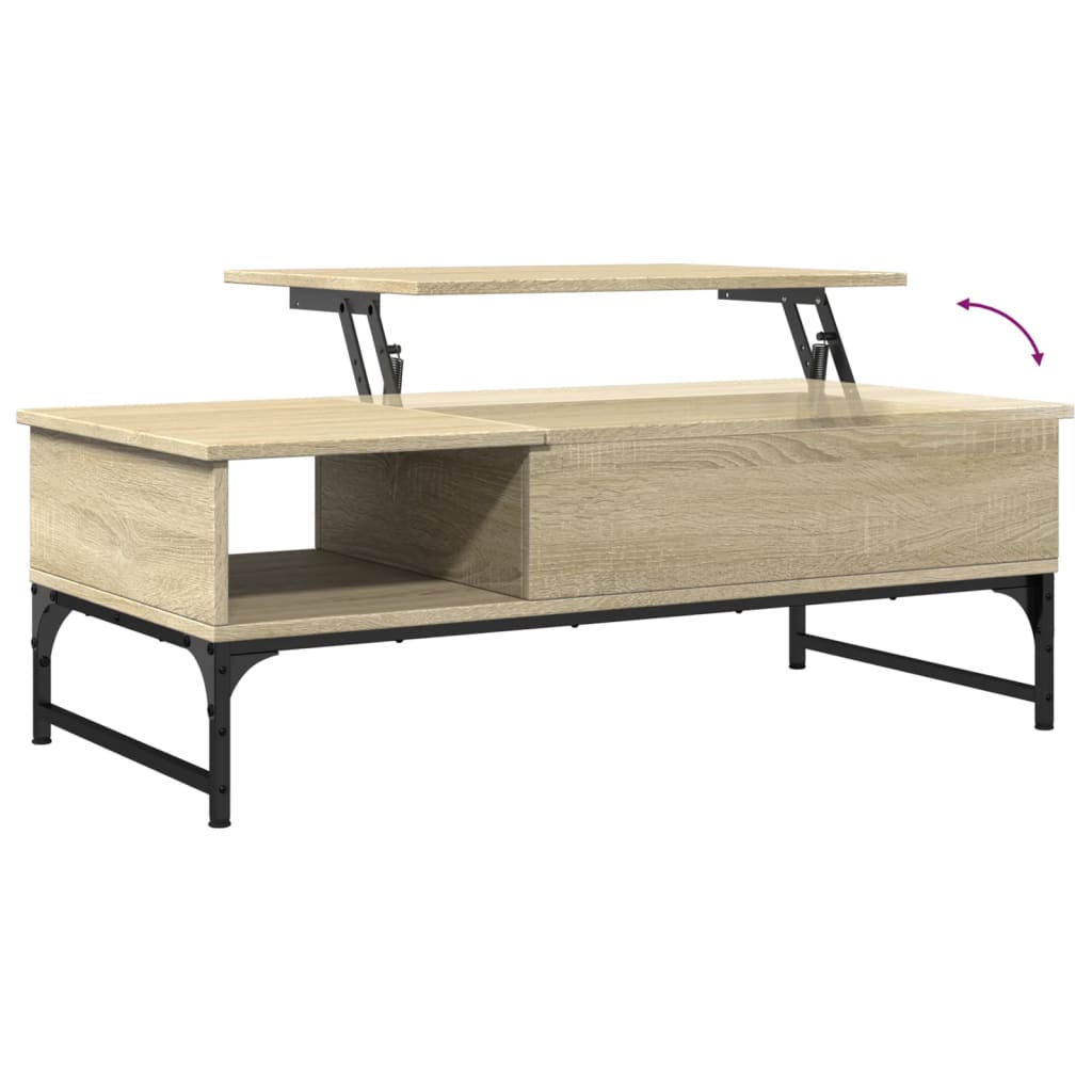 Coffee Table Sonoma Oak 100x50x35 cm Engineered Wood and Metal