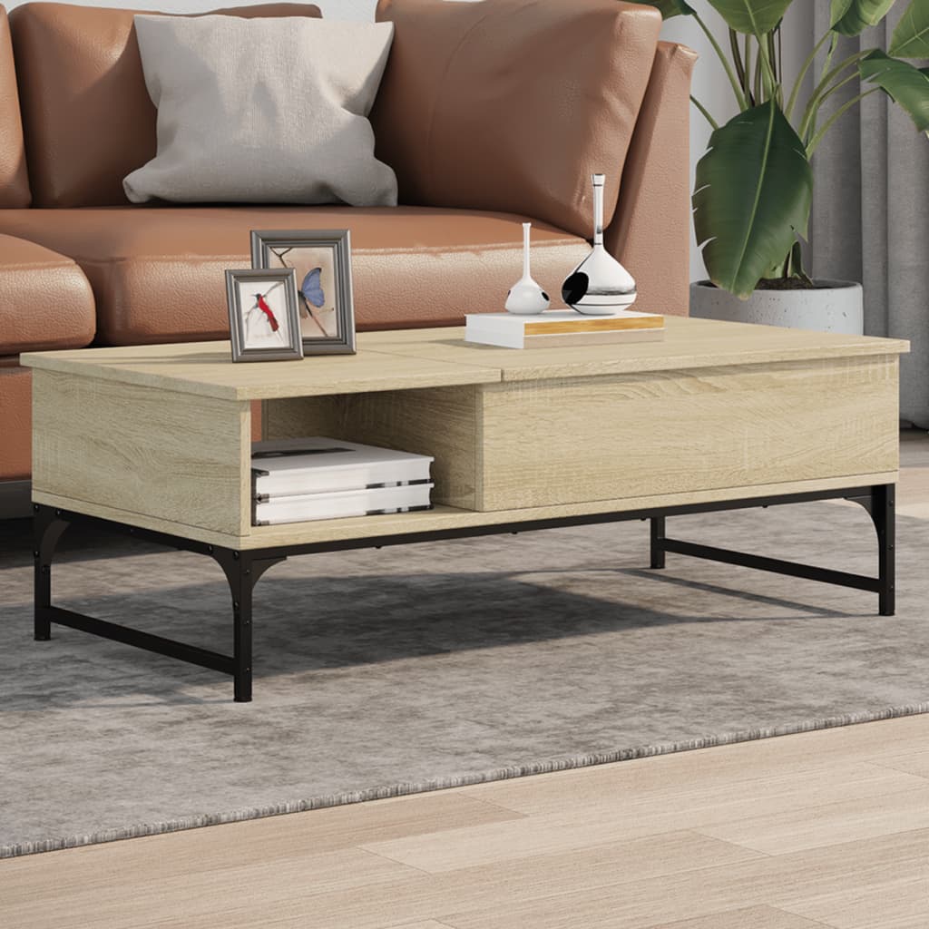 Coffee Table Sonoma Oak 100x50x35 cm Engineered Wood and Metal