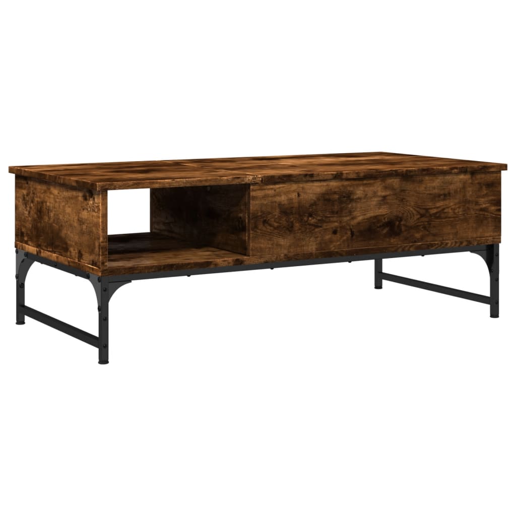 Coffee Table Smoked Oak 100x50x35 cm Engineered Wood and Metal