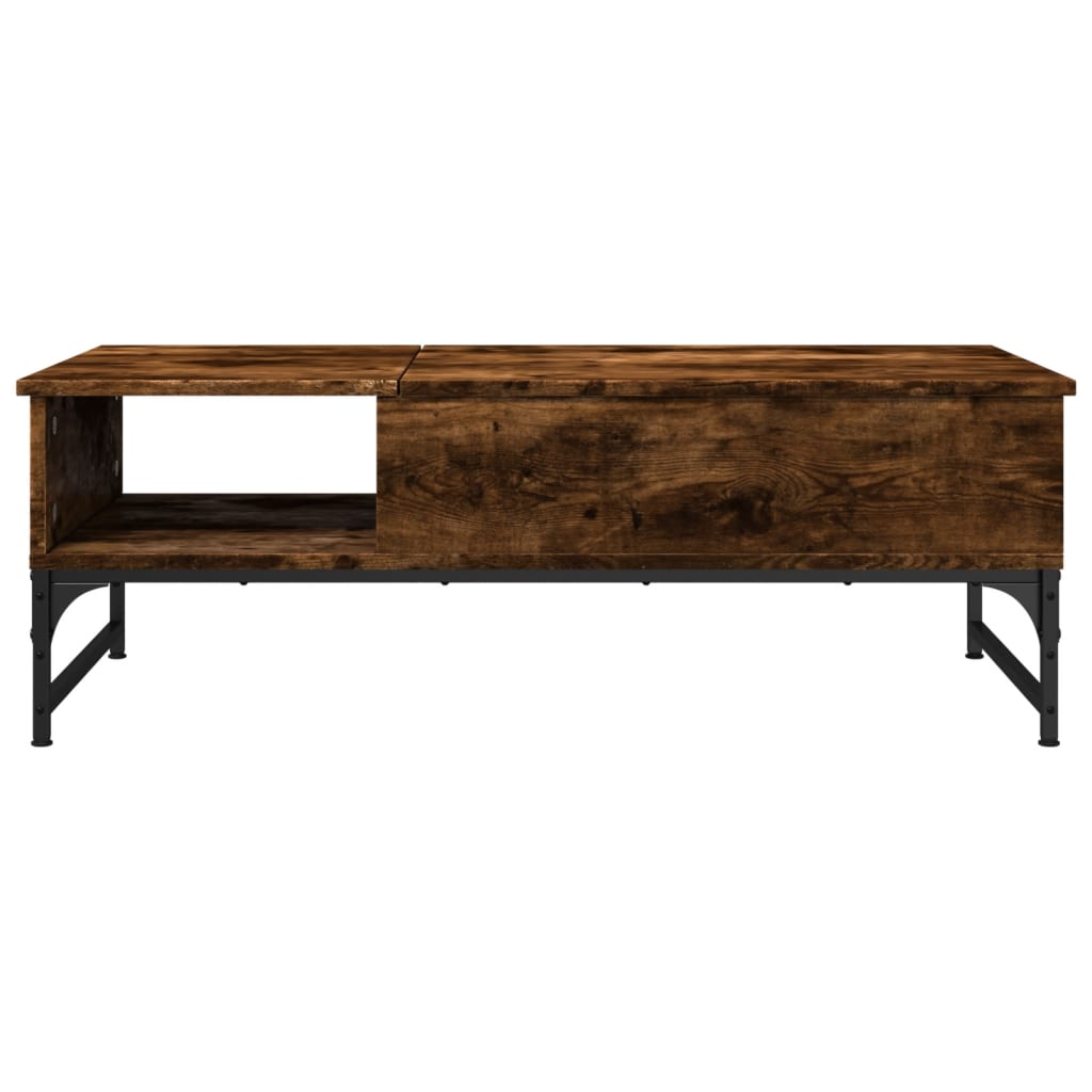 Coffee Table Smoked Oak 100x50x35 cm Engineered Wood and Metal