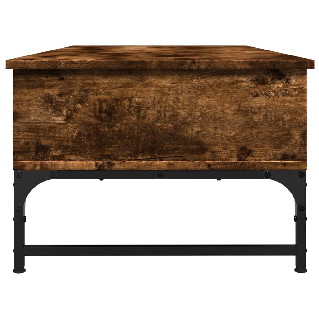 Coffee Table Smoked Oak 100x50x35 cm Engineered Wood and Metal