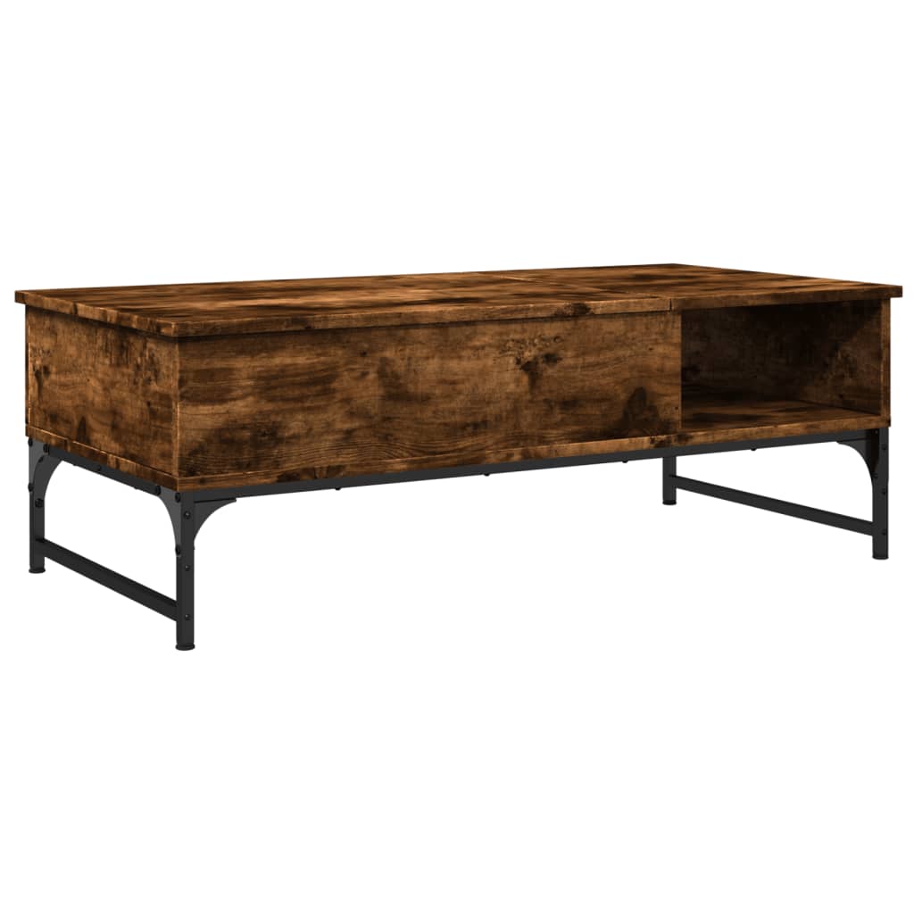 Coffee Table Smoked Oak 100x50x35 cm Engineered Wood and Metal