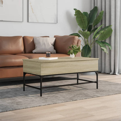 Coffee Table Sonoma Oak 100x50x45 cm Engineered Wood and Metal