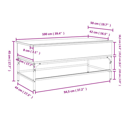 Coffee Table Sonoma Oak 100x50x45 cm Engineered Wood and Metal