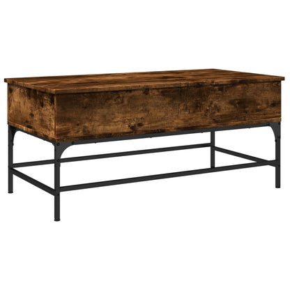 Coffee Table Smoked Oak 100x50x45 cm Engineered Wood and Metal