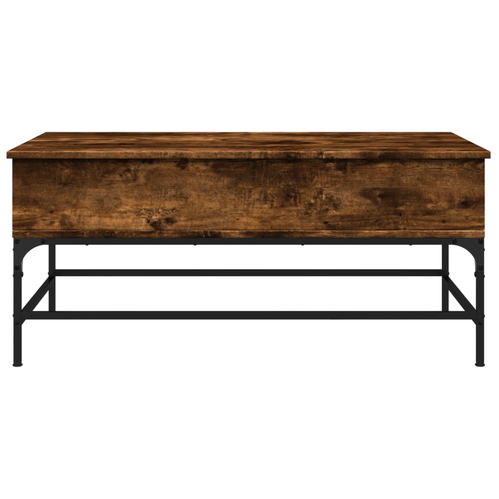 Coffee Table Smoked Oak 100x50x45 cm Engineered Wood and Metal