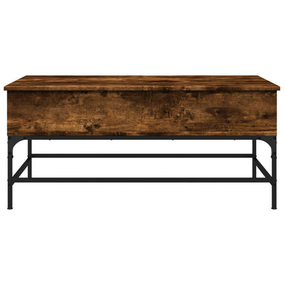 Coffee Table Smoked Oak 100x50x45 cm Engineered Wood and Metal