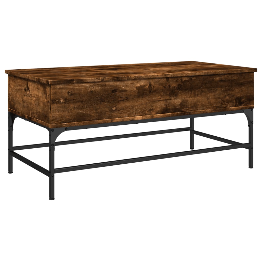 Coffee Table Smoked Oak 100x50x45 cm Engineered Wood and Metal