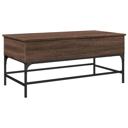 Coffee Table Brown Oak 100x50x45 cm Engineered Wood and Metal