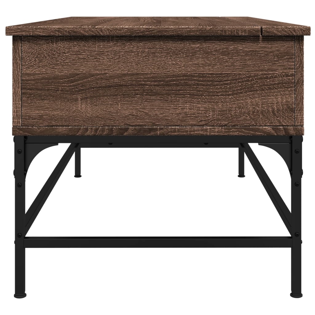 Coffee Table Brown Oak 100x50x45 cm Engineered Wood and Metal