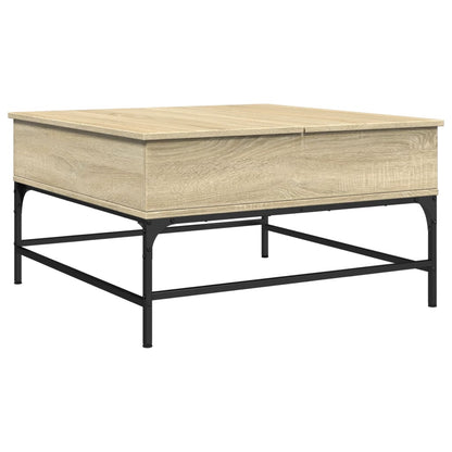 Coffee Table Sonoma Oak 80x80x45 cm Engineered Wood and Metal