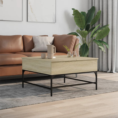 Coffee Table Sonoma Oak 80x80x45 cm Engineered Wood and Metal