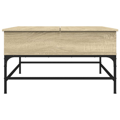 Coffee Table Sonoma Oak 80x80x45 cm Engineered Wood and Metal