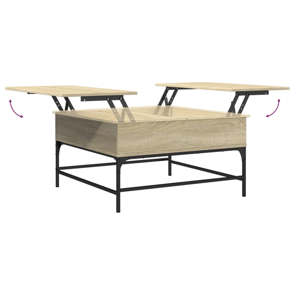 Coffee Table Sonoma Oak 80x80x45 cm Engineered Wood and Metal