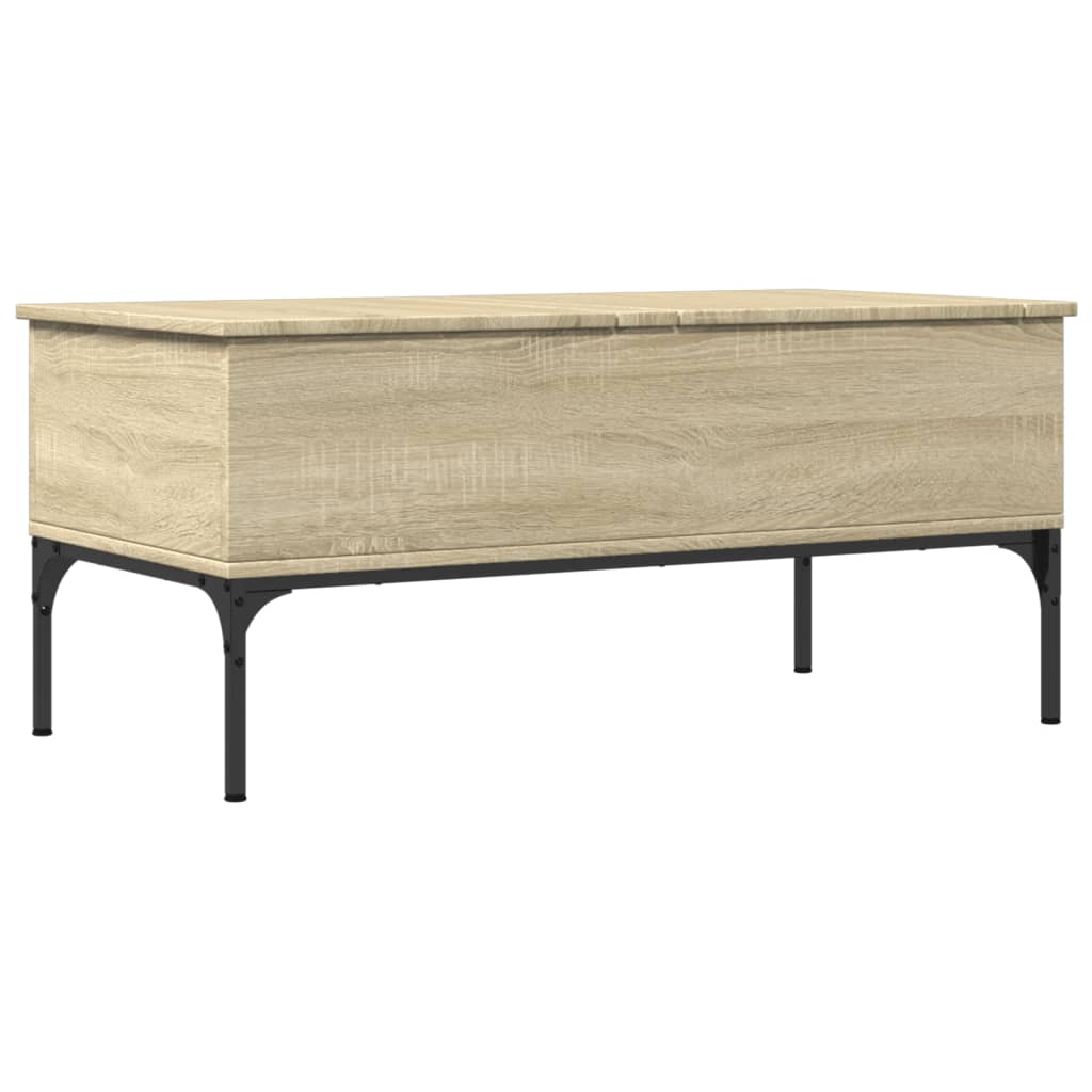 Coffee Table Sonoma Oak 100x50x45 cm Engineered Wood and Metal