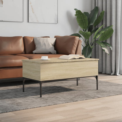 Coffee Table Sonoma Oak 100x50x45 cm Engineered Wood and Metal