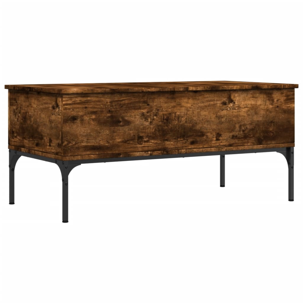 Coffee Table Smoked Oak 100x50x45 cm Engineered Wood and Metal