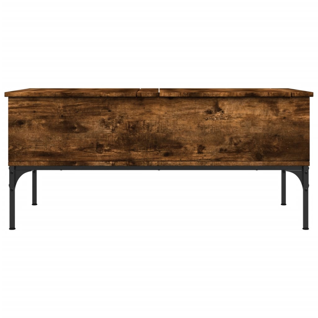 Coffee Table Smoked Oak 100x50x45 cm Engineered Wood and Metal