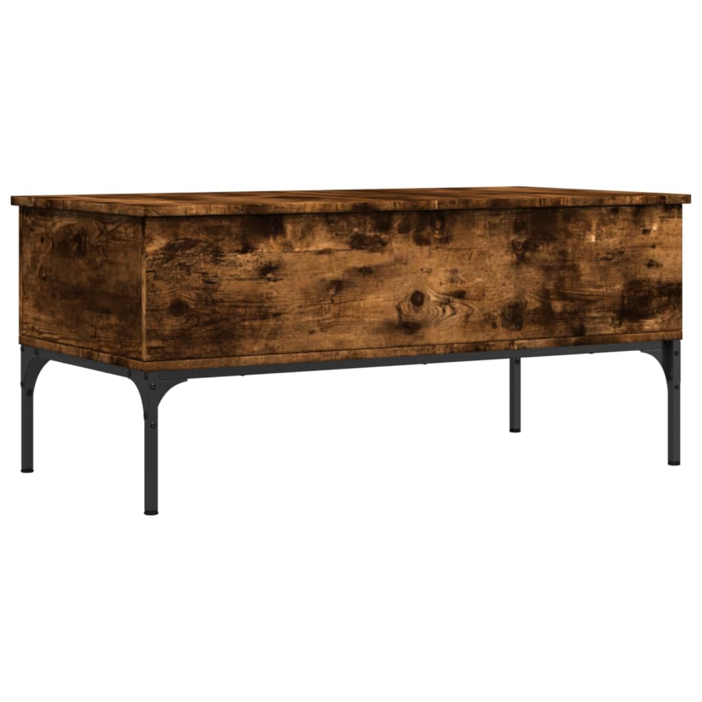 Coffee Table Smoked Oak 100x50x45 cm Engineered Wood and Metal