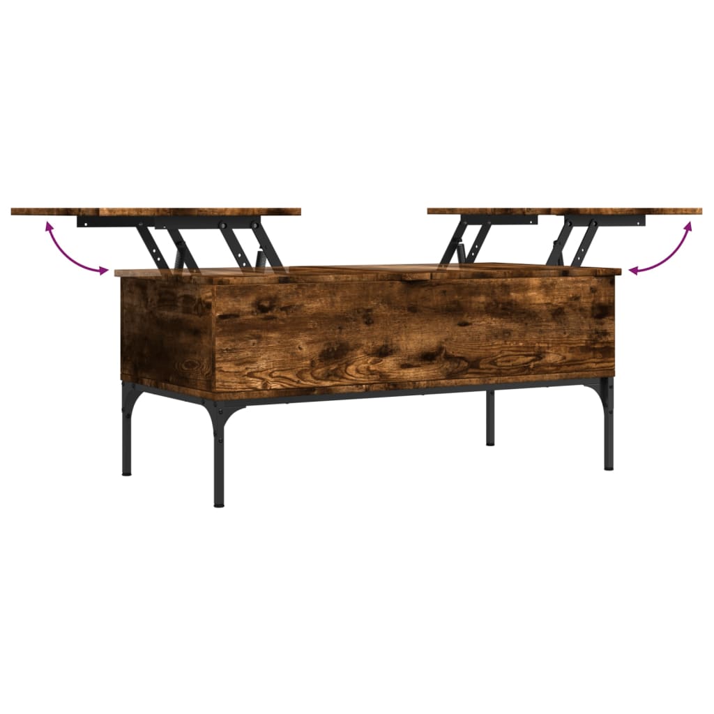 Coffee Table Smoked Oak 100x50x45 cm Engineered Wood and Metal