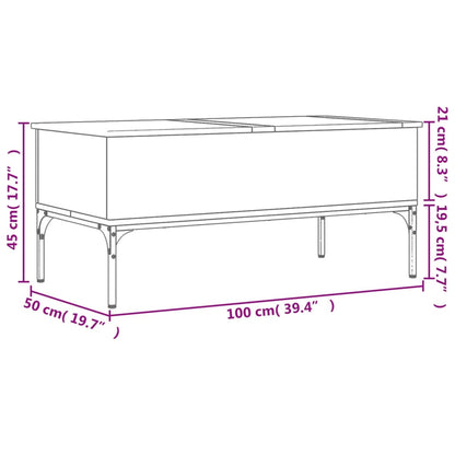 Coffee Table Brown Oak 100x50x45 cm Engineered Wood and Metal