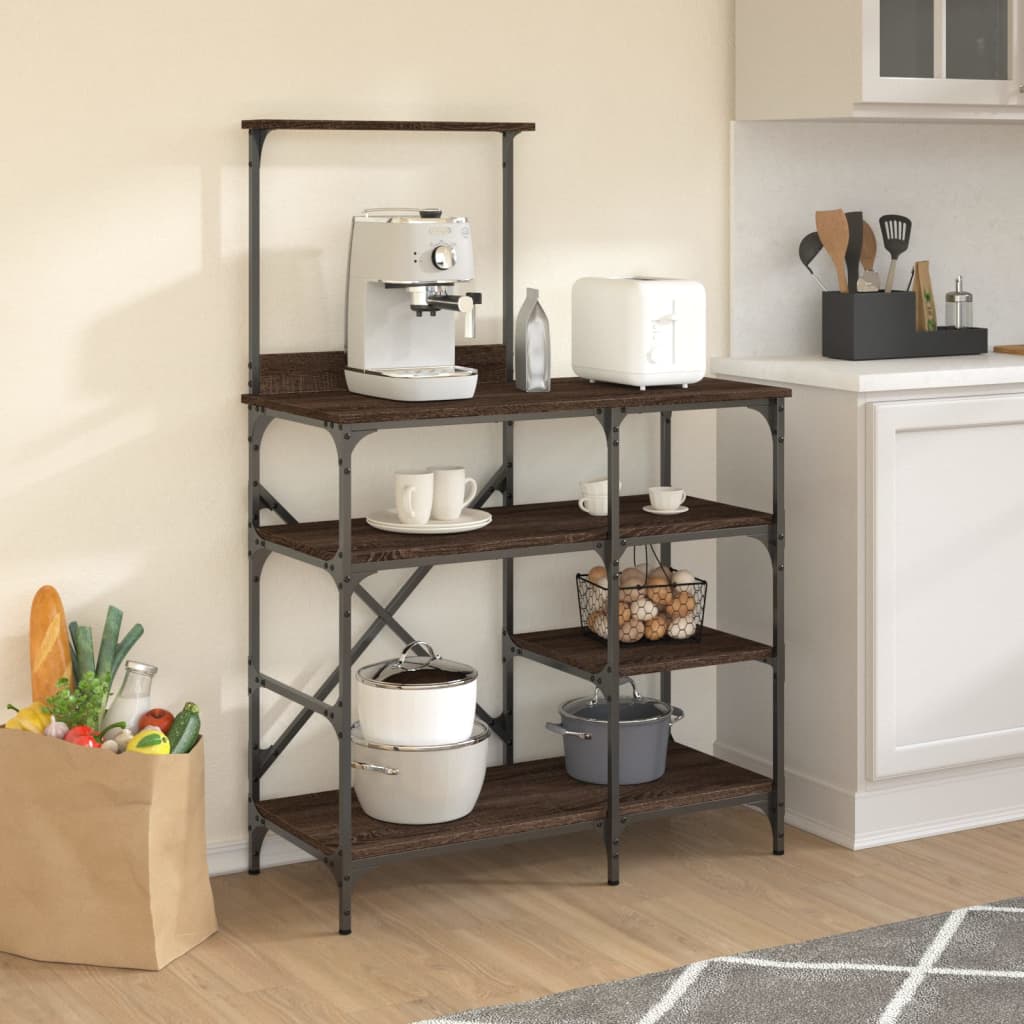 Baker's Rack Brown Oak 90x40x132 cm Engineered Wood and Metal