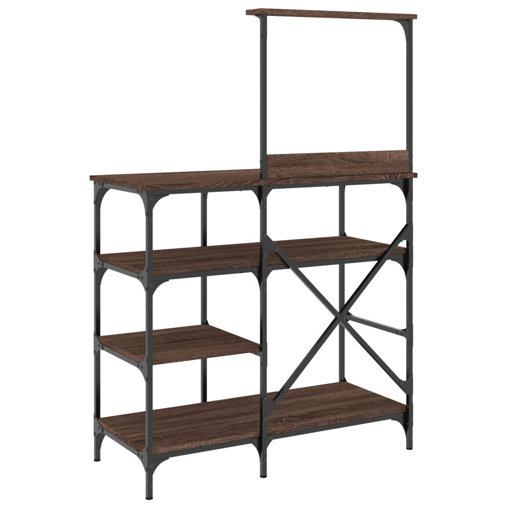 Baker's Rack Brown Oak 90x40x132 cm Engineered Wood and Metal