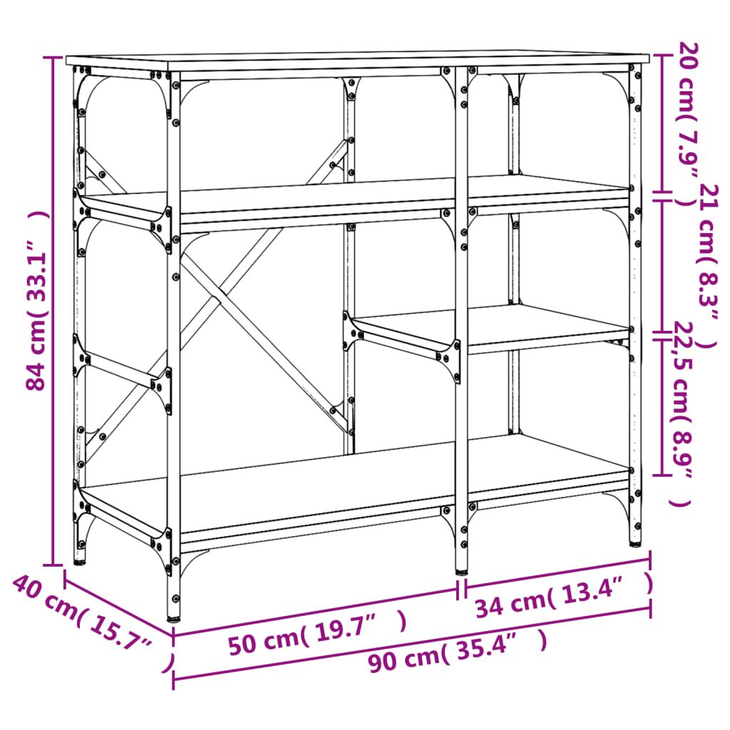 Baker's Rack Smoked Oak 90x40x84 cm Engineered Wood and Metal