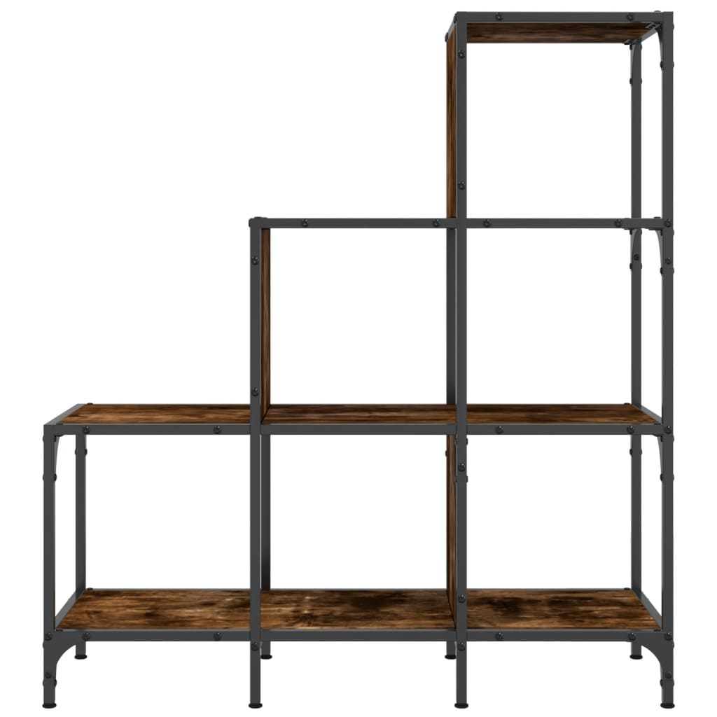 Bookcase Smoked Oak 92x30x102 cm Engineered Wood and Metal