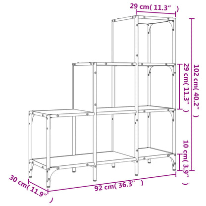 Bookcase Smoked Oak 92x30x102 cm Engineered Wood and Metal