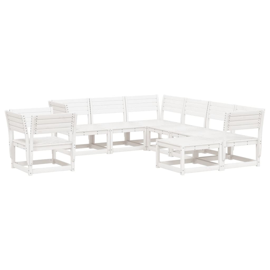 8 Piece Garden Lounge Set White Solid Wood Pine