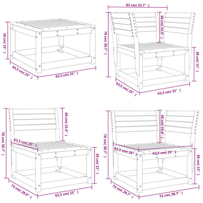 8 Piece Garden Lounge Set White Solid Wood Pine